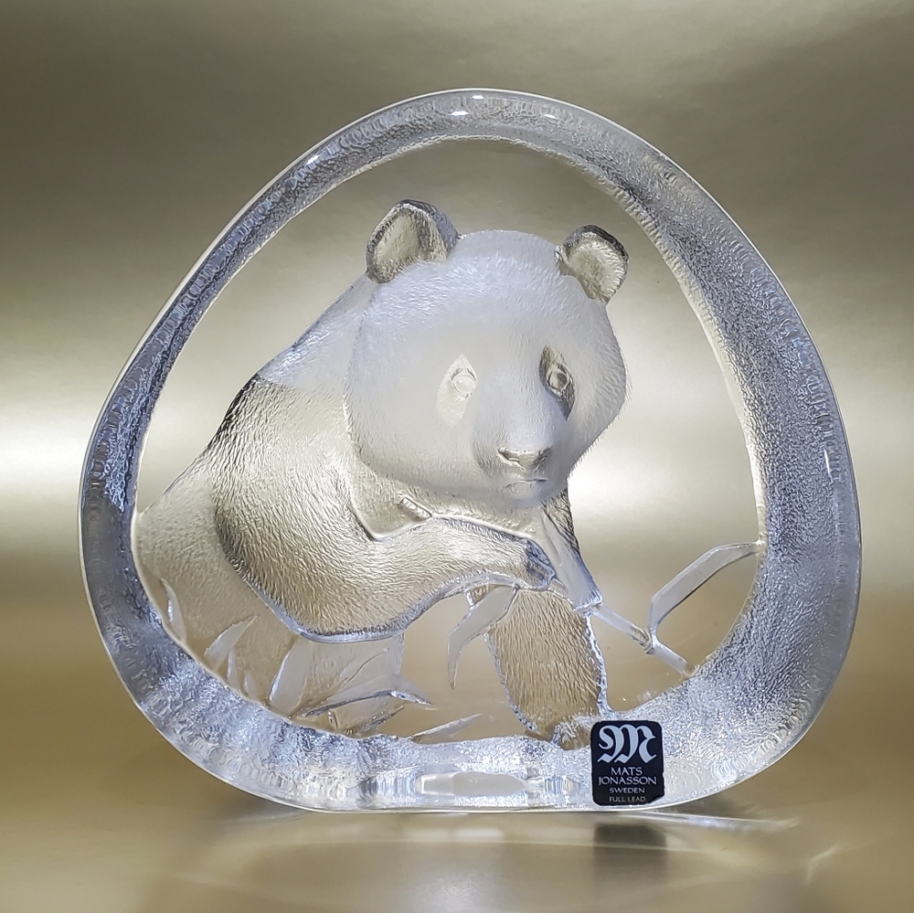 Mats Jonasson Sweden πΈπͺ Lead Crystal Panda πΌ 4 1/2" Art Glass Signed Numbered - Picture 1 of 16